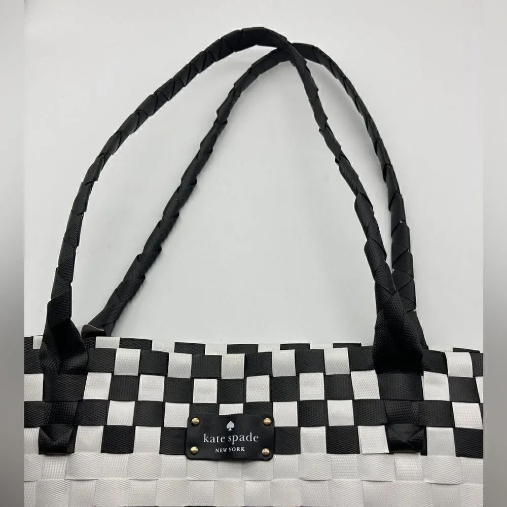 Kate Spade Large Black/White Woven Tote Bag